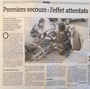 Article dans l'EST REPUBLICAIN des PSC1 de l'ADPC 54